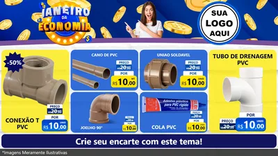 Modelo de TV para TV Horizontal com o tema Janeiro da Economia para Tubos e conexões