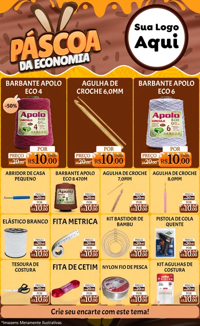 Modelo de Encarte para Encarte Grande com o tema Páscoa da Economia para Armarinho e Aviamentos