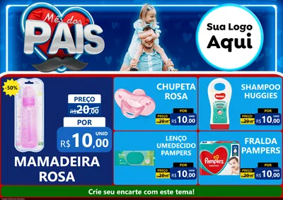 Modelo de Encarte para Encarte A4 Horizontal com o tema Mês Dos Pais para Bebês