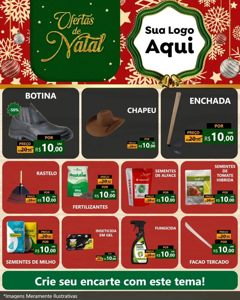 Modelo de Rede Social para Feed Instagram com o tema Natal de Ofertas para Agropecuária