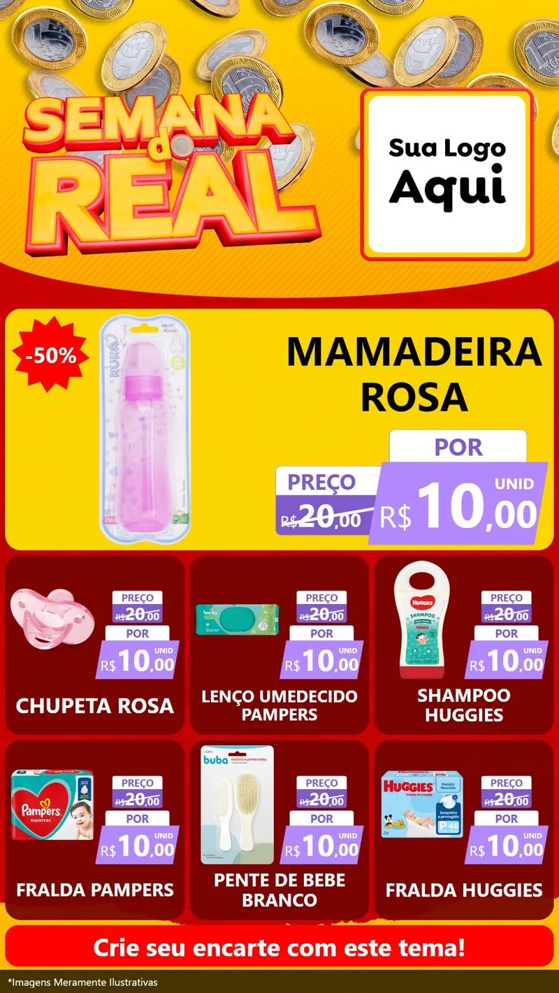 Modelo de Rede Social para Stories com o tema Semana do Real para Bebês
