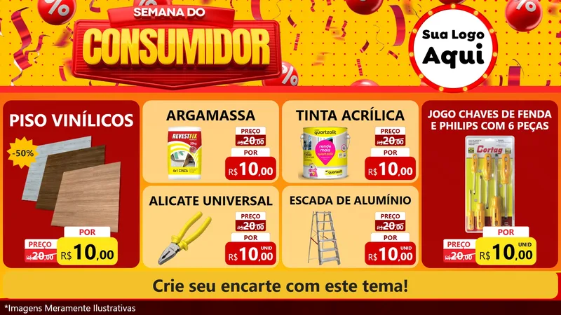 Modelo de TV para TV Horizontal com o tema Semana do Consumidor para Material para Construção