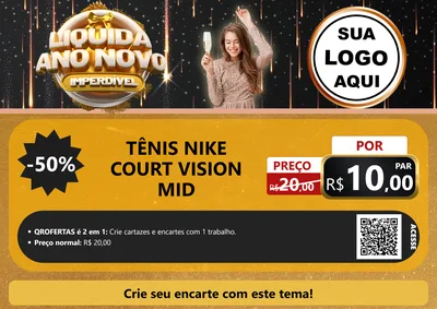 Modelo de Cartaz para Cartaz A4 Horizontal com o tema Liquida Ano Novo Imperdível para Calçados