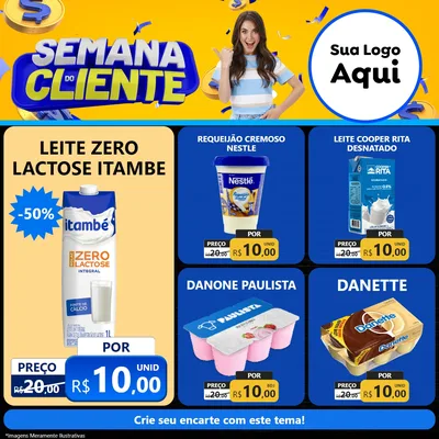 Modelo de Rede Social para Feed Facebook com o tema Semana do Cliente para Frios e Laticínios