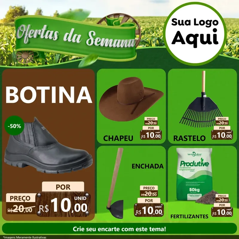 Modelo de Rede Social para Feed Facebook com o tema Ofertas da Semana para Agropecuária