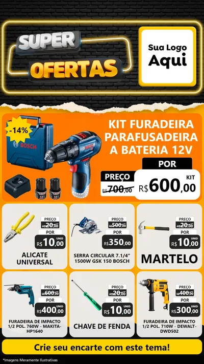 Modelo de Rede Social para Stories com o tema Super Ofertas para Maquinas e Ferramentas