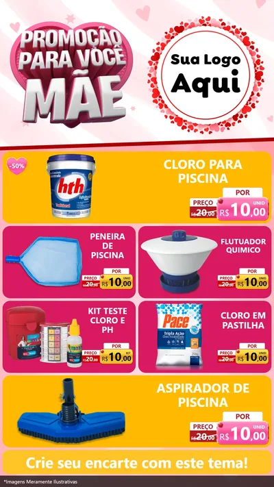 Modelo de TV para TV Vertical com o tema Promoção Para Você Mãe para Produtos para Piscina