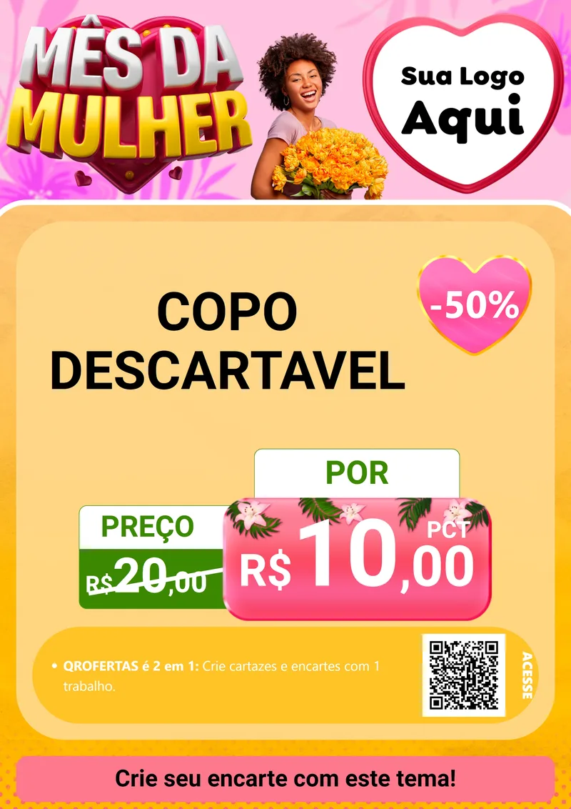 Modelo de Cartaz para Cartaz A4 Vertical com o tema Mês da Mulher para Embalagens