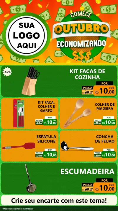 Modelo de TV para TV Vertical com o tema Comece Outubro Economizando para Utilidades Domésticas