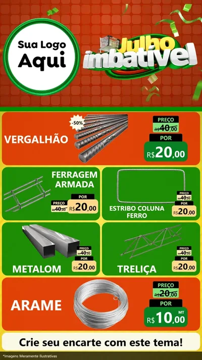 Modelo de TV para TV Vertical com o tema Julho Imbatível para Ferragens