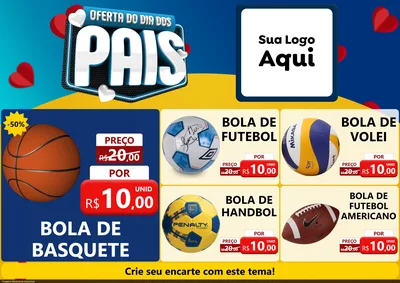 Modelo de Encarte para Encarte A4 Horizontal com o tema Oferta Do Dia Dos Pais para Artigos Esportivos