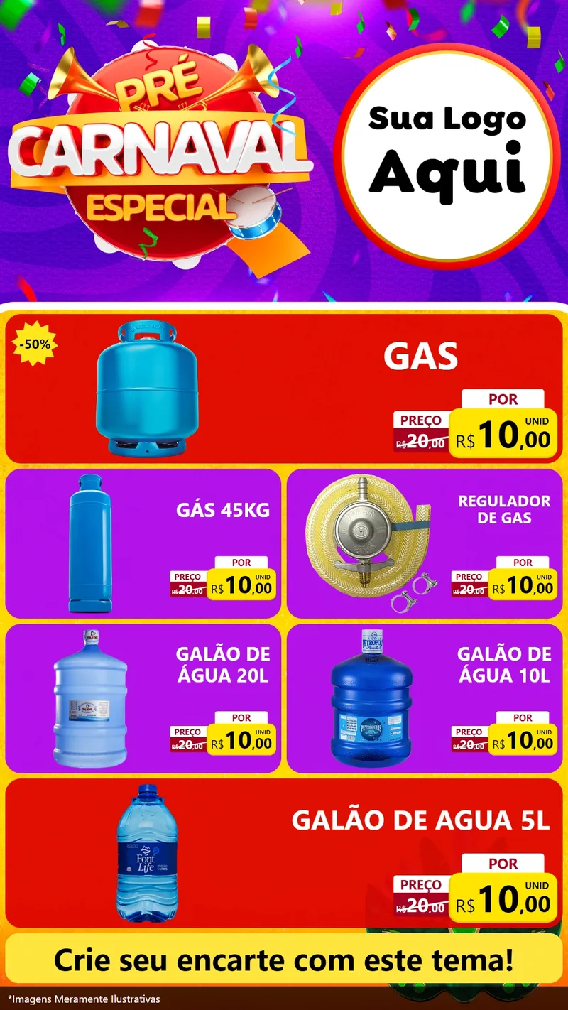 Modelo de TV para TV Vertical com o tema Pré-Carnaval Especial para Água e gás