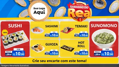 Modelo de TV para TV Horizontal com o tema Sabadão do Real para Comida japonesa