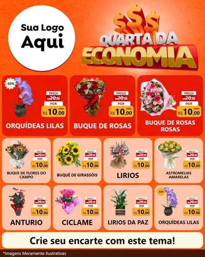 Modelo de Rede Social para Feed Instagram com o tema Quarta da Economia para Floricultura e jardim