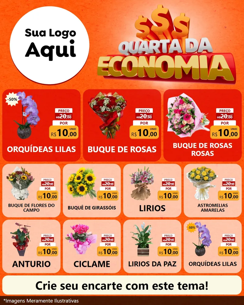 Modelo de Rede Social para Feed Instagram com o tema Quarta da Economia para Floricultura e jardim