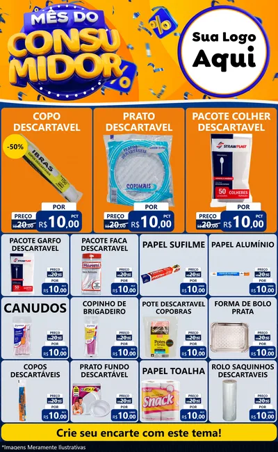 Modelo de Encarte para Encarte Grande com o tema Mês do Consumidor para Embalagens