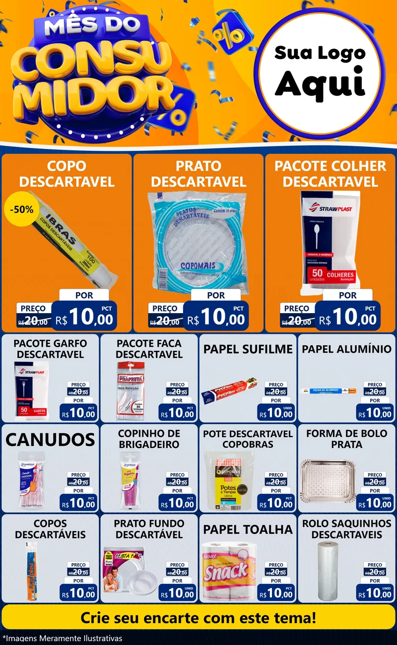 Modelo de Encarte para Encarte Grande com o tema Mês do Consumidor para Embalagens