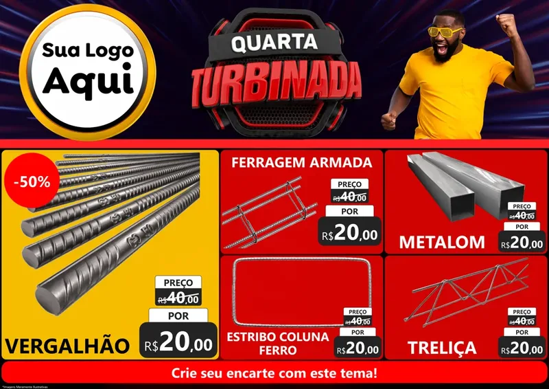 Modelo de Encarte para Encarte A4 Horizontal com o tema Quarta Turbinada para Ferragens