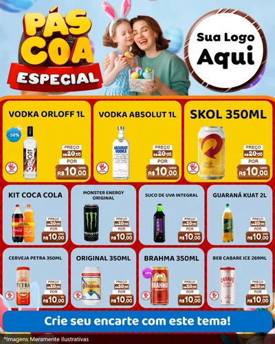 Modelo de Rede Social para Feed Instagram com o tema Páscoa Especial para Distribuidora de bebidas