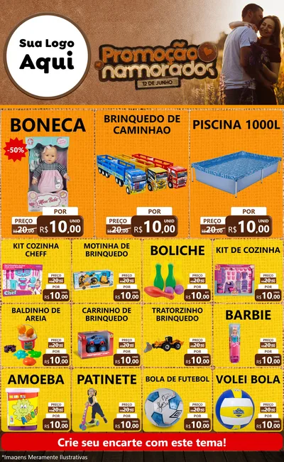 Modelo de Encarte para Encarte Grande com o tema Promoção Namorados para Brinquedos
