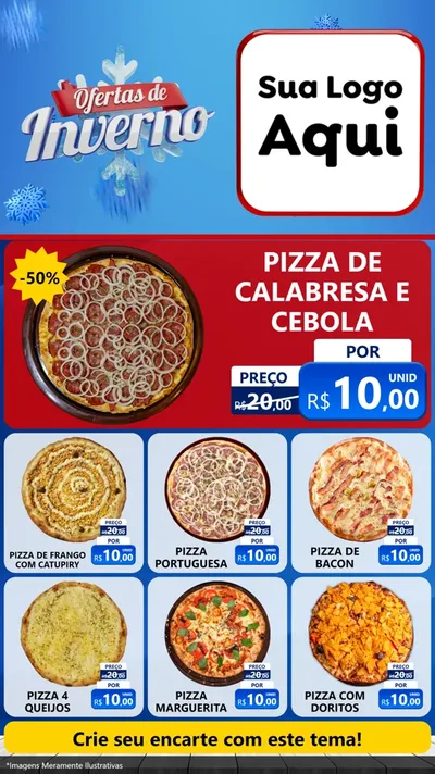 Modelo de Rede Social para Stories com o tema Ofertas de Inverno para Pizzaria
