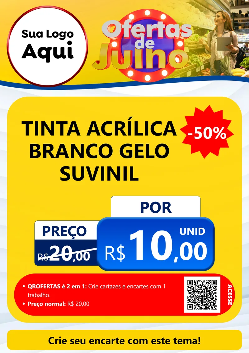 Modelo de Cartaz para Cartaz A4 Vertical com o tema Ofertas de Julho para Tintas e Ferramentas