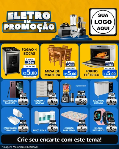 Modelo de Rede Social para Feed Instagram com o tema Eletro em Promoção para Móveis e Eletro