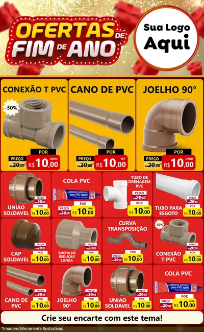 Modelo de Encarte para Encarte Grande com o tema Ofertas de Fim de Ano para Tubos e conexões