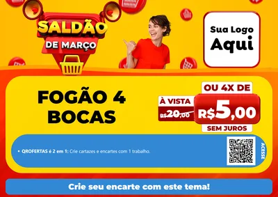 Modelo de Cartaz para Cartaz A4 Horizontal com o tema Saldão de Março para Móveis e Eletro