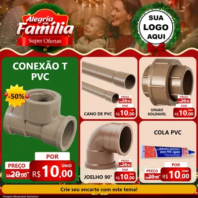Modelo de Rede Social para Feed Facebook com o tema Alegria Em Família - Super Ofertas para Tubos e conexões