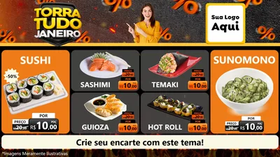 Modelo de TV para TV Horizontal com o tema Torra Tudo Janeiro para Comida japonesa