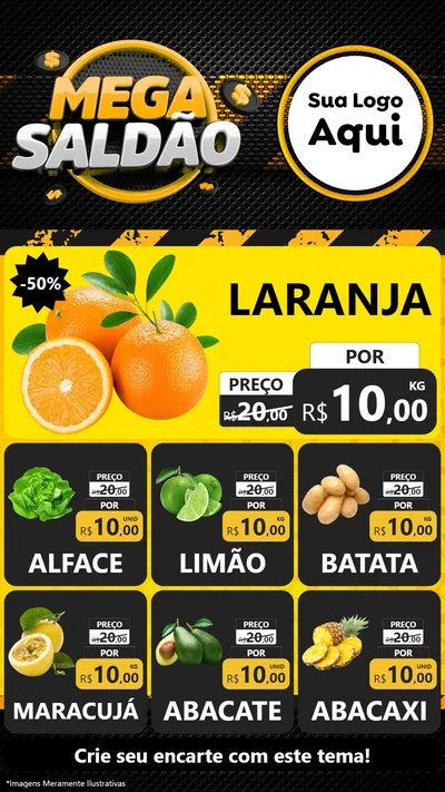 Modelo de Rede Social para Stories com o tema Mega Saldão para Hortifrúti