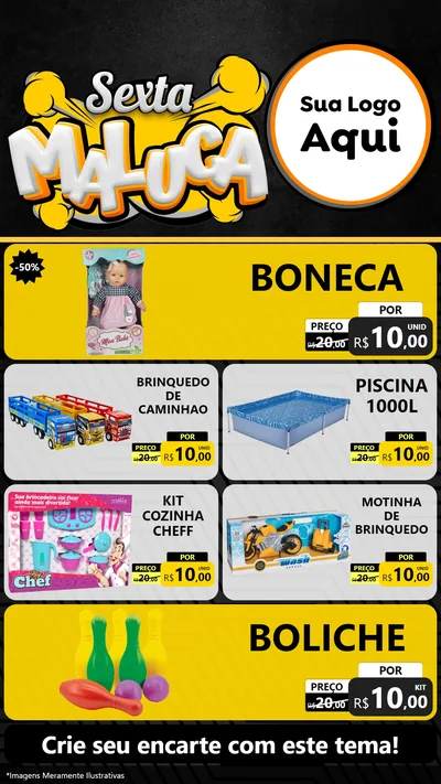 Modelo de TV para TV Vertical com o tema Sexta Maluca para Brinquedos