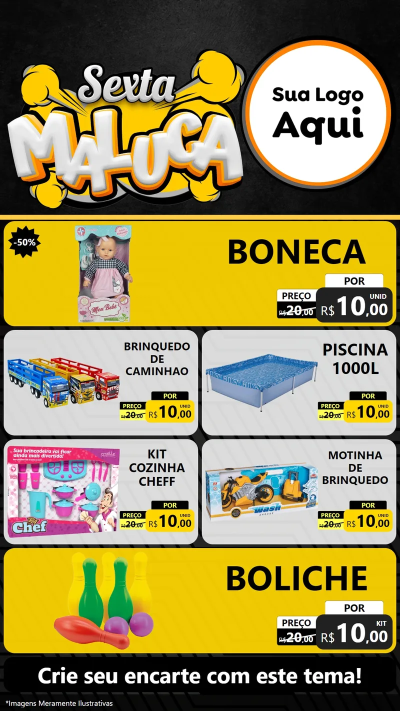 Modelo de TV para TV Vertical com o tema Sexta Maluca para Brinquedos