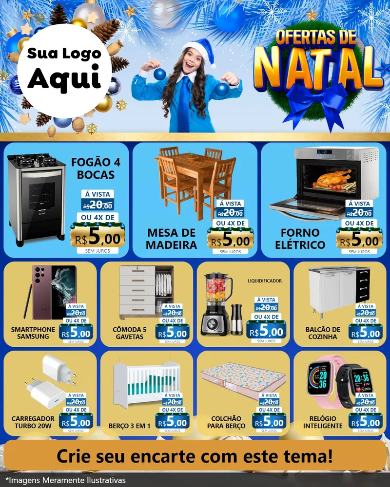 Modelo de Rede Social para Feed Instagram com o tema Ofertas de Natal para Móveis e Eletro