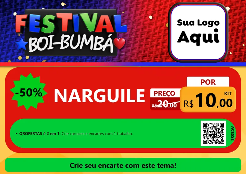 Modelo de Cartaz para Cartaz A4 Horizontal com o tema Festival Boi-Bumbá para Tabacaria