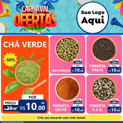Modelo de Rede Social para Feed Facebook com o tema Carnaval de Ofertas para Produtos Naturais