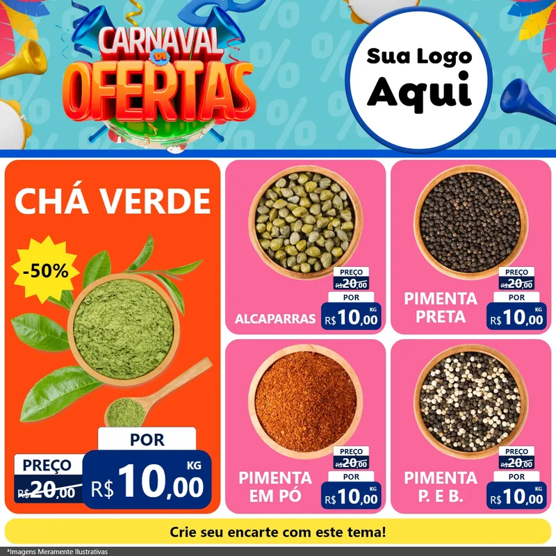 Modelo de Rede Social para Feed Facebook com o tema Carnaval de Ofertas para Produtos Naturais