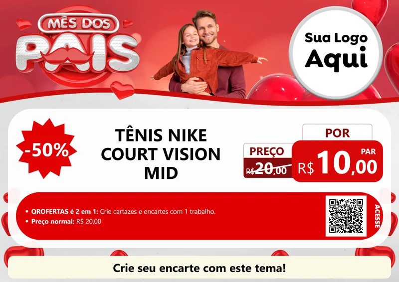 Modelo de Cartaz para Cartaz A4 Horizontal com o tema Mês dos Pais para Calçados