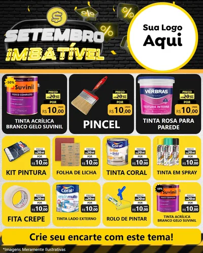 Modelo de Rede Social para Feed Instagram com o tema Setembro Imbatível para Tintas e Ferramentas