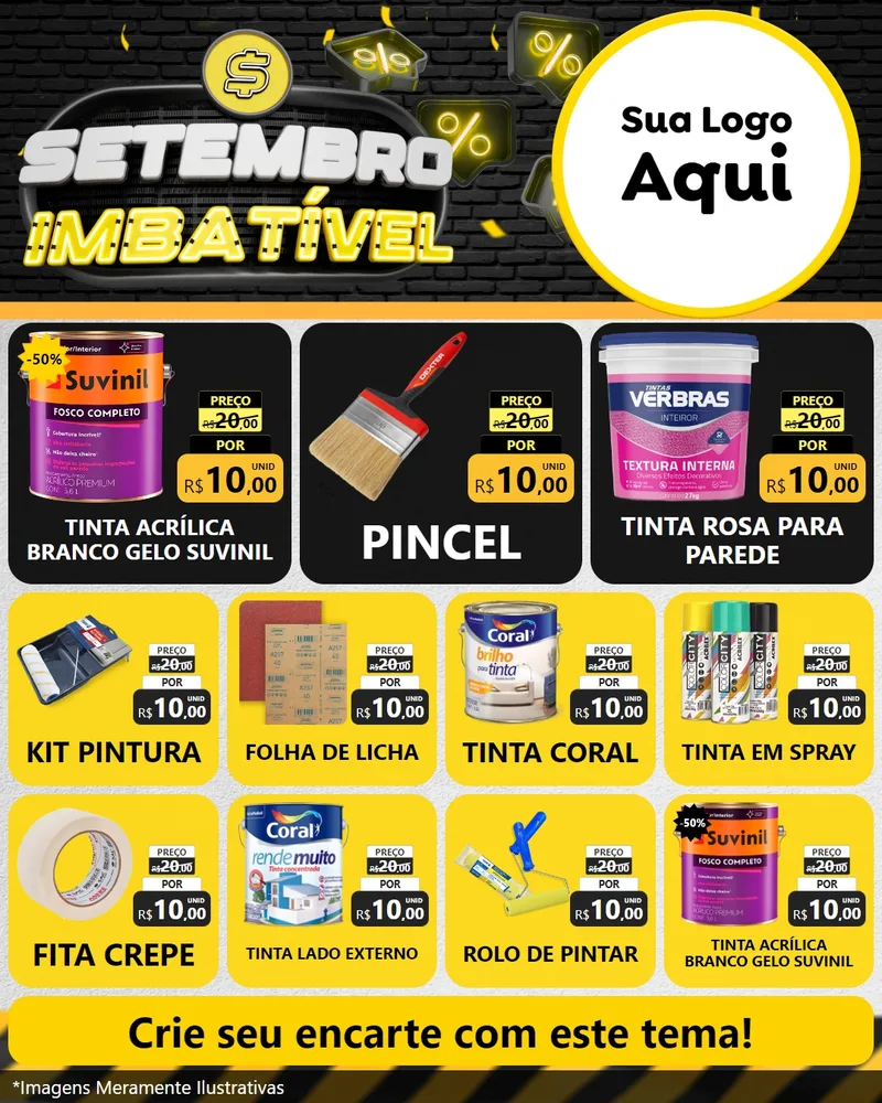 Modelo de Rede Social para Feed Instagram com o tema Setembro Imbatível para Tintas e Ferramentas