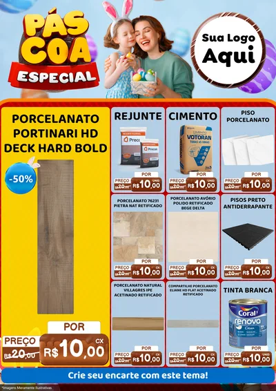 Modelo de Encarte para Encarte A4 Vertical com o tema Páscoa Especial para Pisos e revestimentos