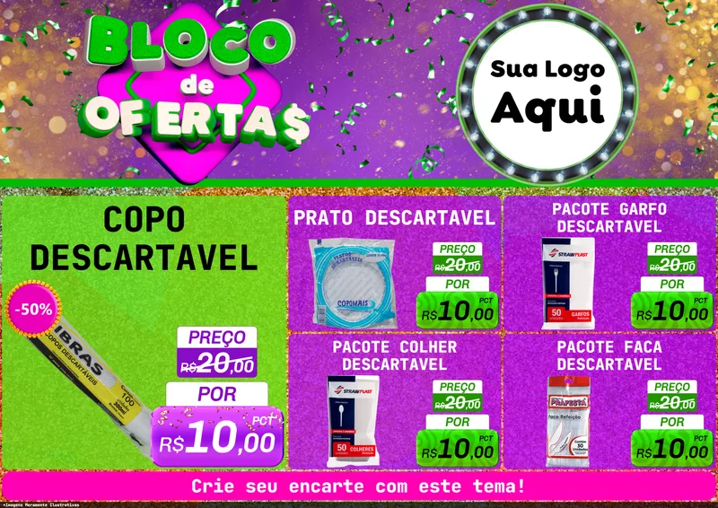 Modelo de Encarte para Encarte A4 Horizontal com o tema Bloco de Ofertas para Embalagens