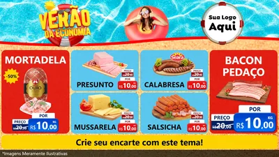 Modelo de TV para TV Horizontal com o tema Verão da Economia para Frios e Laticínios
