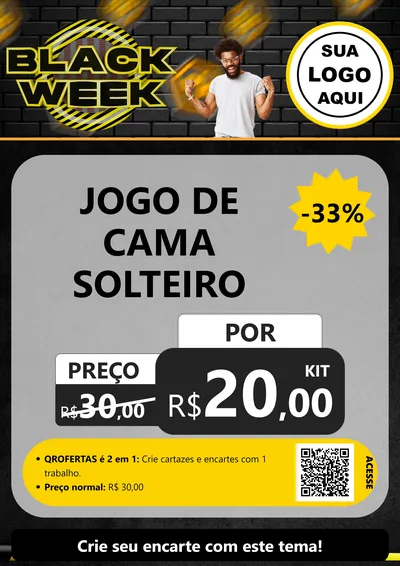 Modelo de Cartaz para Cartaz A4 Vertical com o tema Black Week para Cama, Mesa e Banho