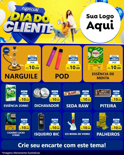 Modelo de Rede Social para Feed Instagram com o tema Especial Dia do Cliente para Tabacaria