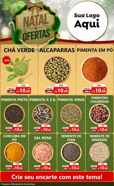 Modelo de Encarte para Encarte Grande com o tema Ofertas de Natal para Produtos Naturais