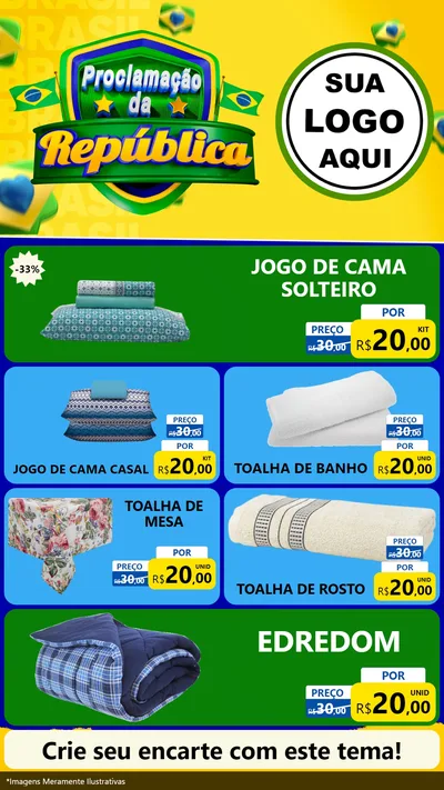 Modelo de TV para TV Vertical com o tema Proclamação da República para Cama, Mesa e Banho
