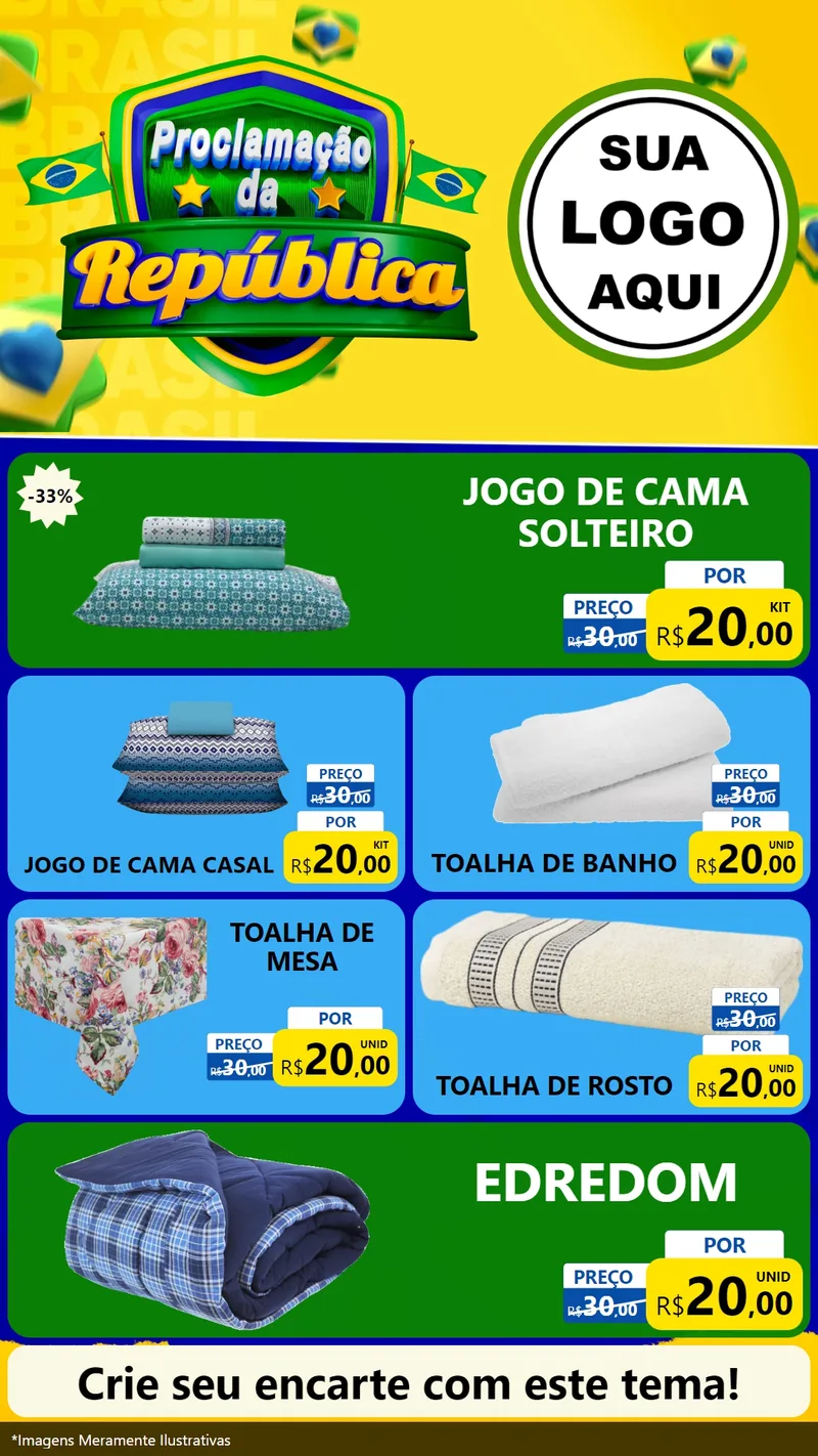 Modelo de TV para TV Vertical com o tema Proclamação da República para Cama, Mesa e Banho