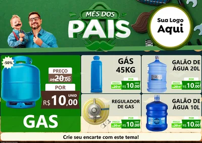 Modelo de Encarte para Encarte A4 Horizontal com o tema Mês dos Pais para Água e gás